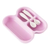 Customized food-grade plastic children's plates with forks and spoons, household durable and convenient baby food tableware gifts Item Picture